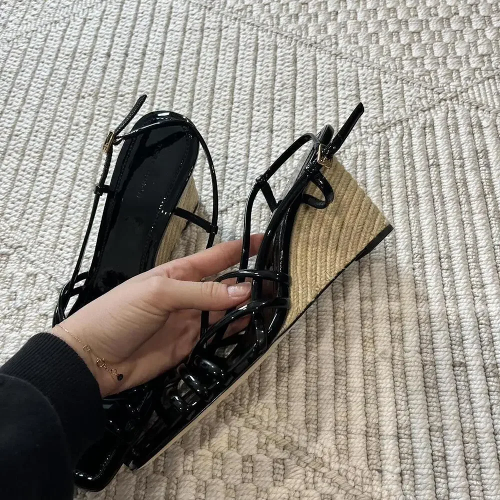 Tory Burch Multi Strap 75MM Wedge Sandals in Black